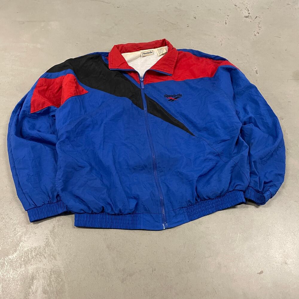vintage 90s Reebok colorblocked windbreaker jacket